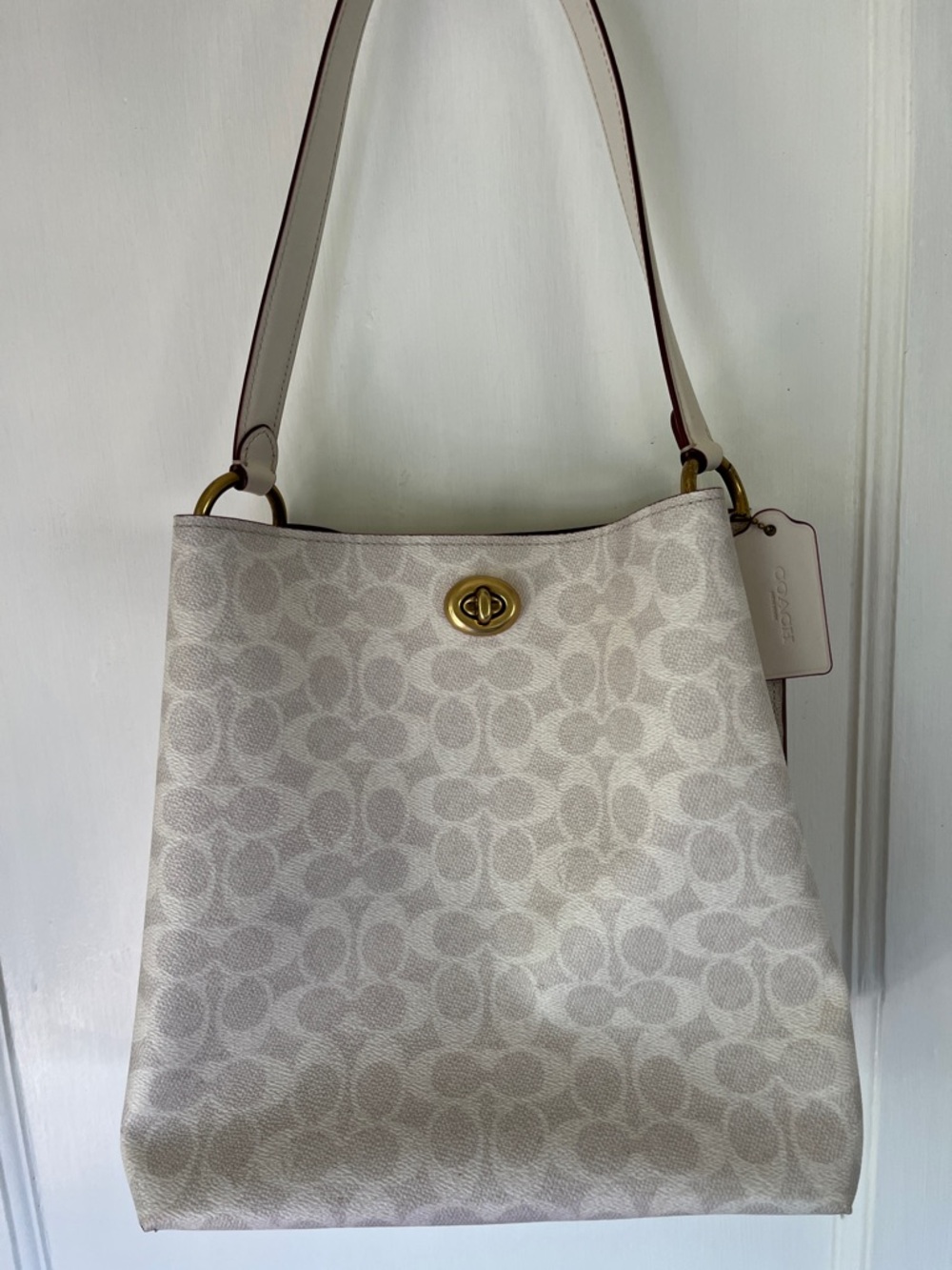 Coach Chalk Signature Canvas Shoulder Bag with Turn-Lock
